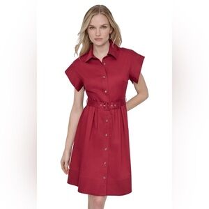 DKNY Cherry Red Belted Dress